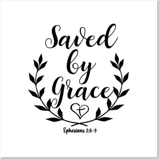 Ephesians 2:8-9 Saved by Grace Bible Verse Posters and Art